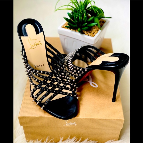 Christian Louboutin Martha Black Studded Sandals - Picture 1 of 14